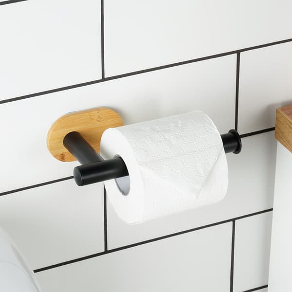 WC-paperiteline, musta teräs ja bambu, 17 cm