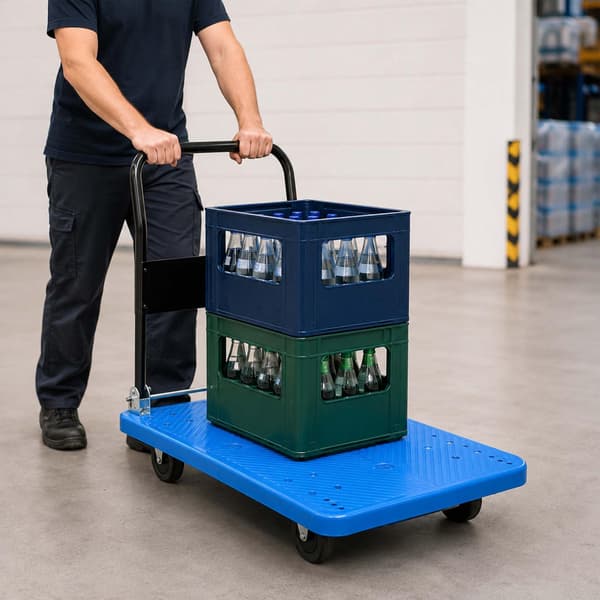 Sammenklappelig platformsvogn, 300 kg kapacitet - Blå