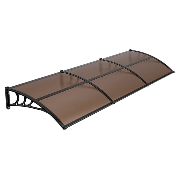 Polycarbonat dørmarkise 91 x 283 cm, brun, dræning