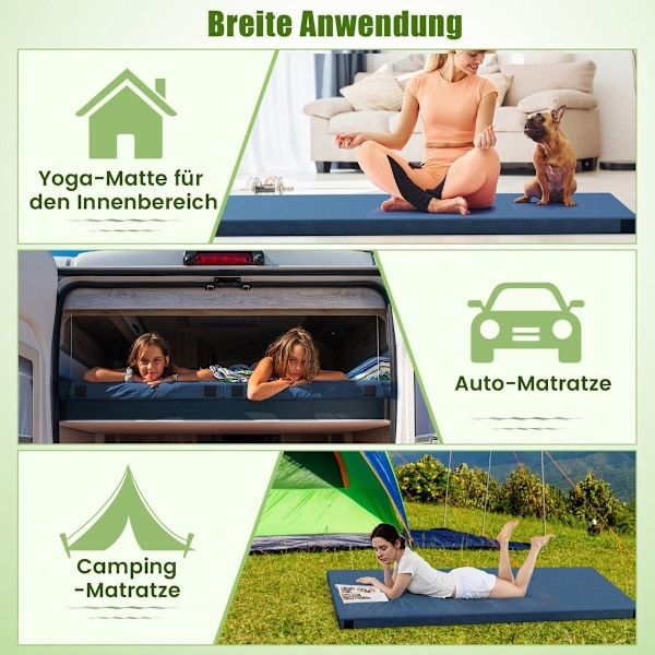 Memory foam -retkeilypatja vedenpitävällä pinnoitteella 188 x 78 x 6,5 cm tummansininen