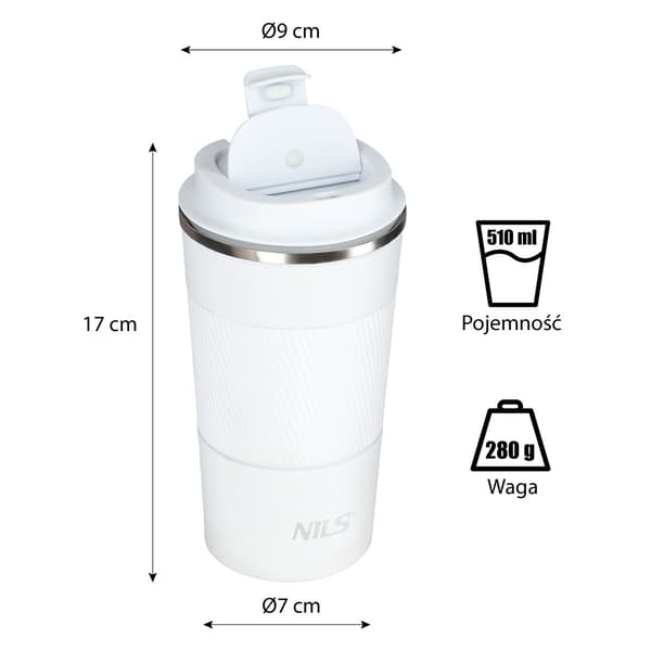 Vit termisk kopp – isolerad, 9 oz kapacitet
