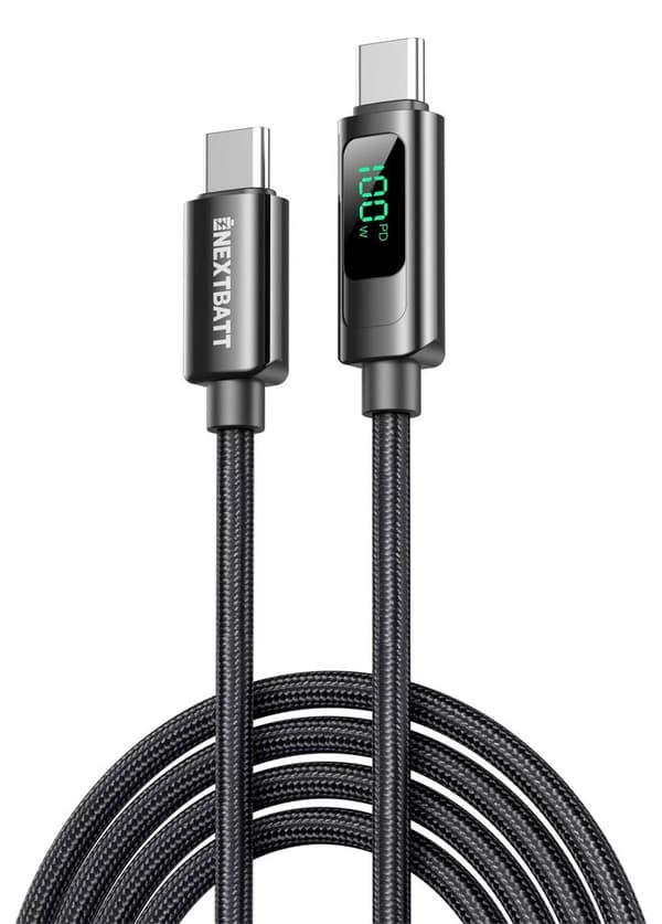 NEXTBATT USB-C - USB-C -kaapeli 100W, 5A, 2m - musta