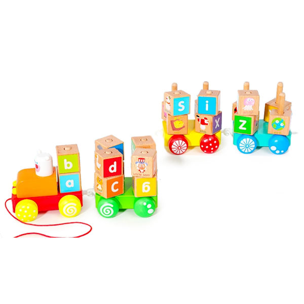 Trä tåg stora pedagogiska block alfabetet Ecotoys