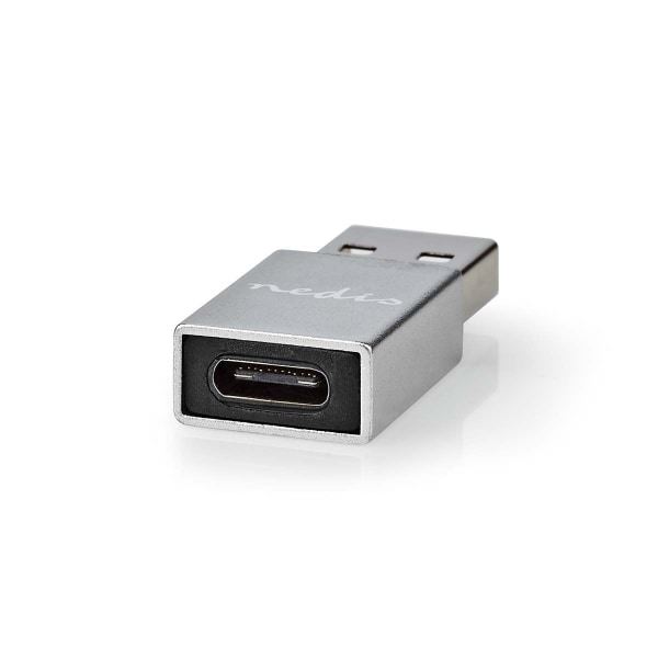 USB-A Adapter | USB 3.2 Gen 1 | USB-A Han | USB-C™ Hun | 5 Gbps | Runde | Nikkelplateret | Sort | Box