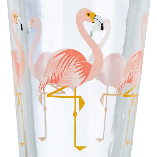 sæt med 4 glasflasker Flamingo