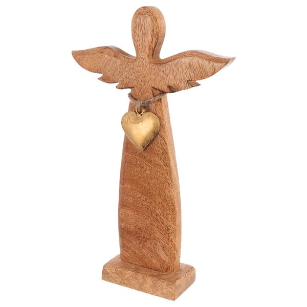 Ängelfigur i trä, mangoträ, 26 cm