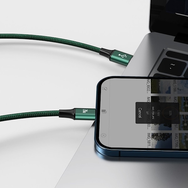 Rapid 3in1-kabel USB-C - USB-C / Lightning / micro USB 20 W 1,5 m grön