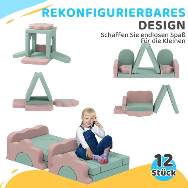 Skumklätterblockset, 12 delar, grön/rosa