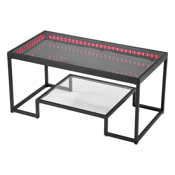 Soffbord – 2-våningar i härdat glas, LED-belysning