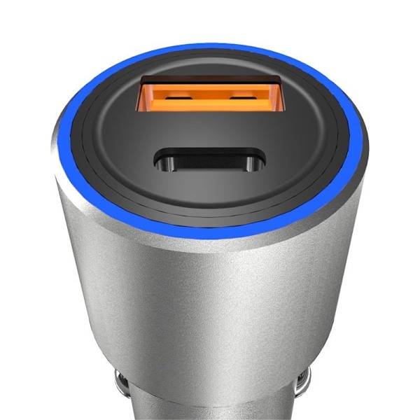 USB-autolaturi USB-C PD QC 22,5W harmaa