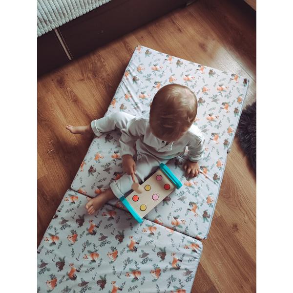Taitettava lasten patja päällyksellä 120x60 matkasänkyyn - nallekarhut