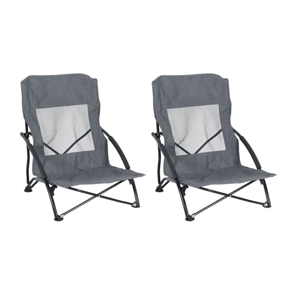 Hopfällbara strandstolar, 2-pack med hög rygg och bärväska