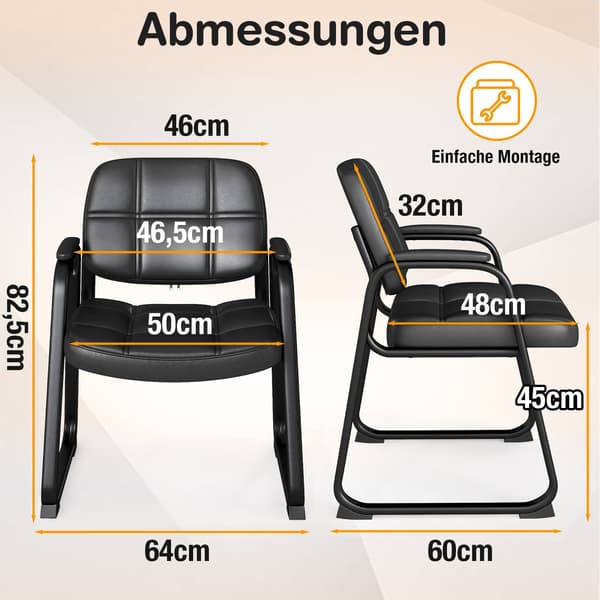 Ergonominen vierastuolisetti metallirungolla, musta