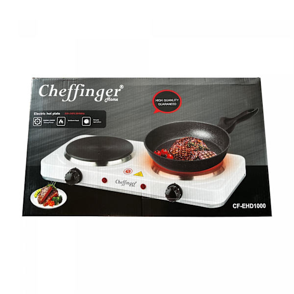 Cheffinger CF-EHD1000: 1000W elektrisk värmeplatta - dubbel