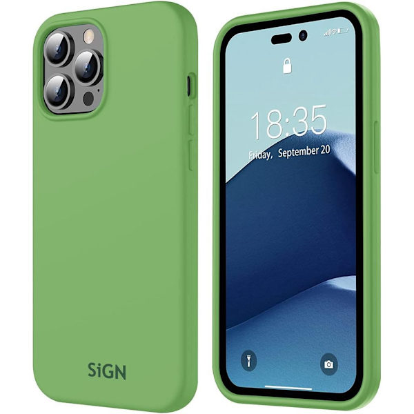 SiGN Liquid Silikonfodral till iPhone 14 Pro - Jadegrön