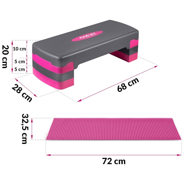 Övningssteg 3 steg NS-400 rosa
