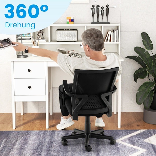 Ergonomisk kontorsstol med svankstöd och vippfunktion skrivbordsstol svart