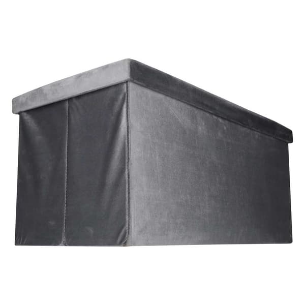 Fløjlsbænk med opbevaring, foldbar, 76x38x38cm, grå