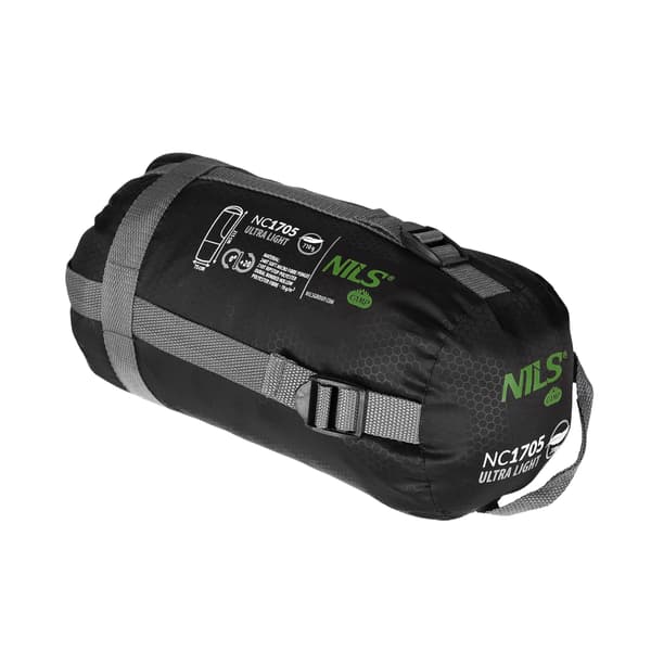 Ultralet sovepose, sort-grøn, 5-20C, 710g