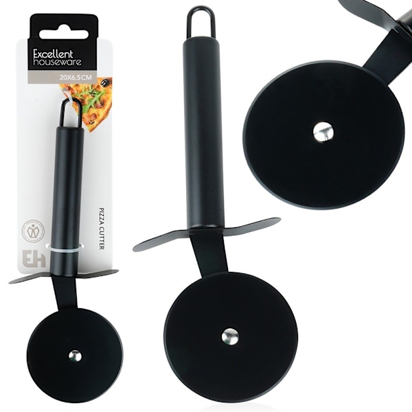 Pizzakniv stål sort 20 cm