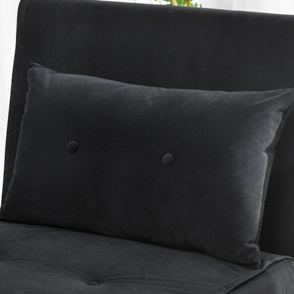 Sovestol Foldestol Sengefunktion Enkeltsofa Pude Gæsteseng Polstret Sofa Velvet Sort 77X88X83Cm