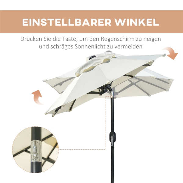 Parasol, 295 X 219 Cm Dobbelt Parasol, Haveparasol Med Led, Mark