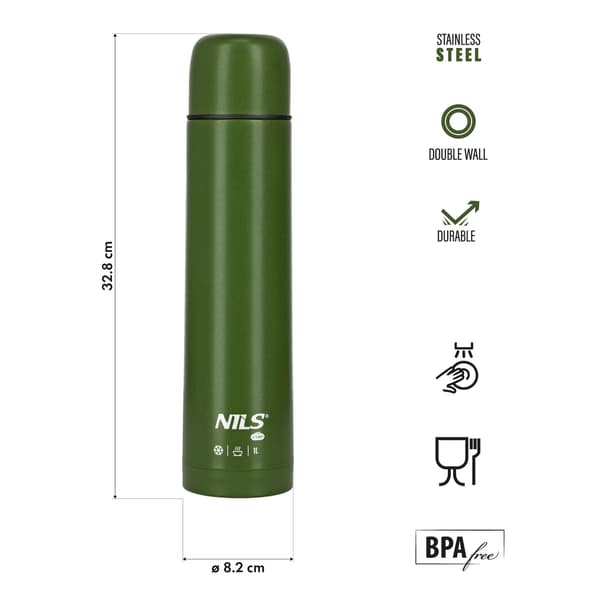 Termos 1000 ml grön – isolerad reseflaska