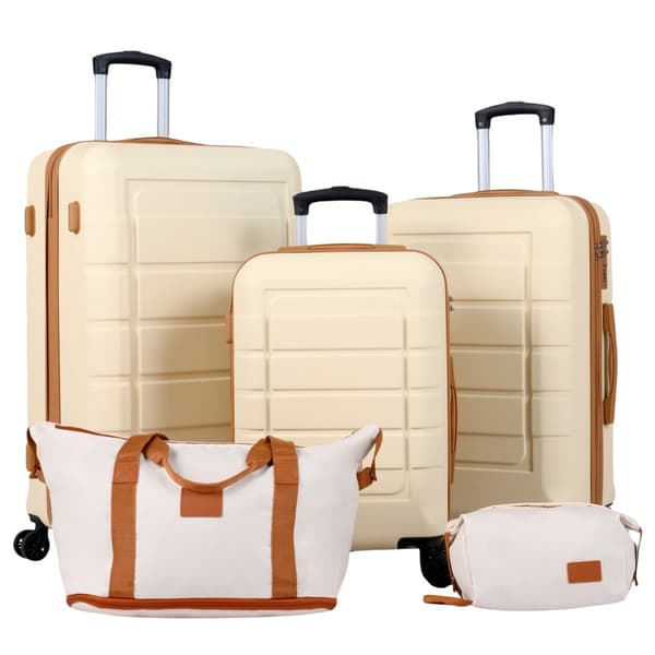 5-osainen matkatavarasetti, TSA-lukko, spinnerpyörät, beige