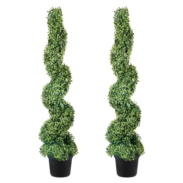 Konstgjorda buxbomträd 1,2 m, 2-pack, inomhus/utomhus