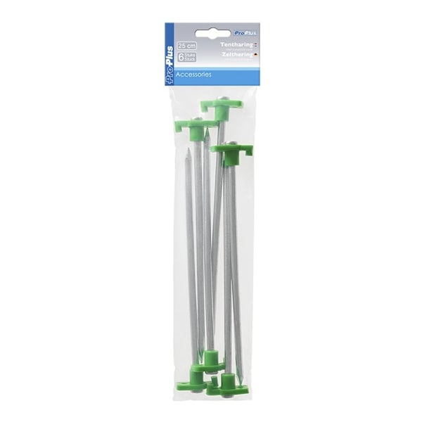 Tentpeg 25cm metalli muovikoukulla hohtava pimeässä 6 kpl polybagissa