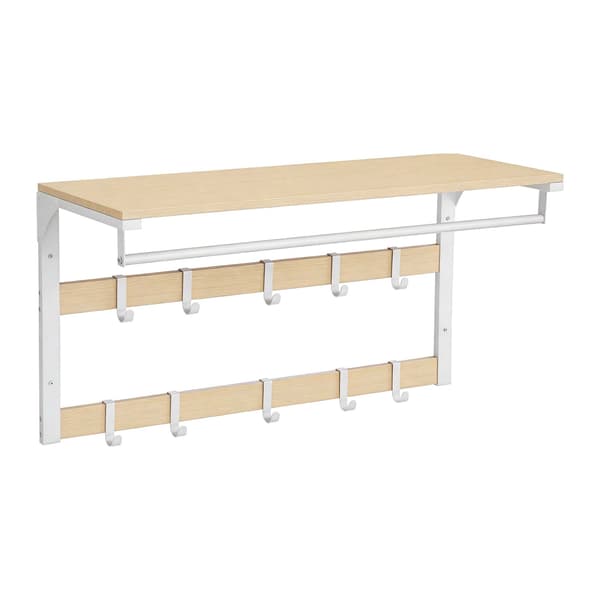 Väggmonterad klädhängare med hyllplan, vit, 80 cm