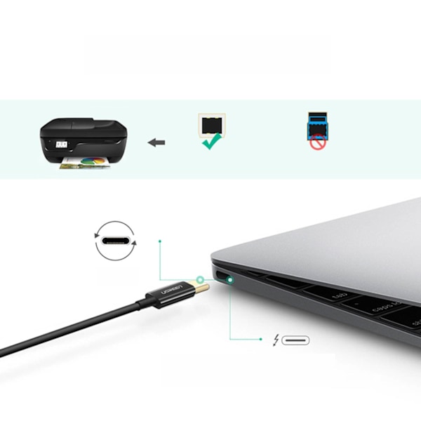 Printerkabel USB-C - USB-B 480Mb/s 2m sort