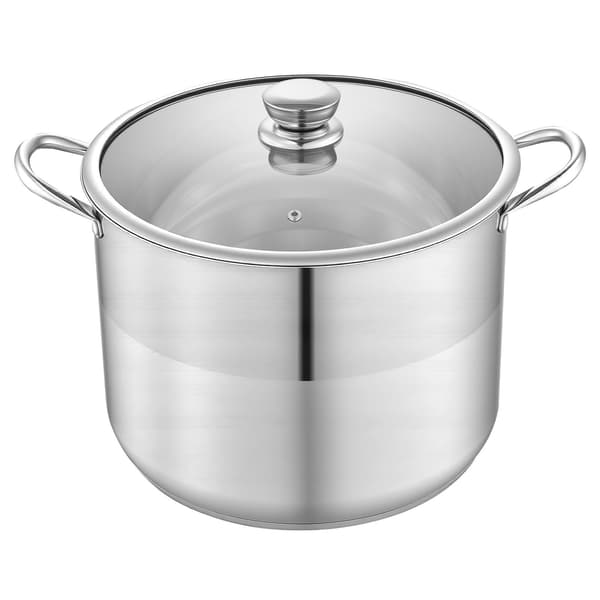 Rustfri stålgryde, 16 qt, glaslåg, induktion