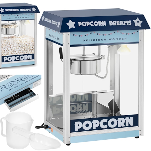 Koneautomaatti retro popcorn-popper TEFLON 1600 W 5-6 kg/h - sininen