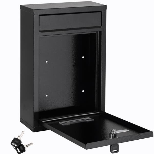 Låsbar sort stålpostkasse, 32x22x9cm
