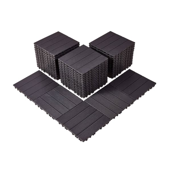 Sammenlåsende terrassefliser, 54-pak, 30x30 cm, mørkebrun