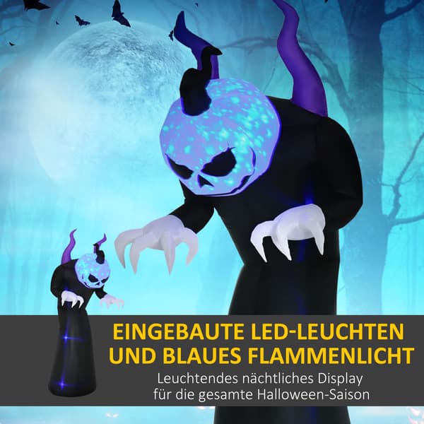 Uppblåsbart Halloween-spöke med pumpahuvud, LED-ljus