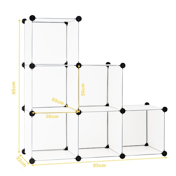 Plug-in hylde lavet af 6 terninger DIY kube hylde kan stables lavet af plast reol system step hylde hvid