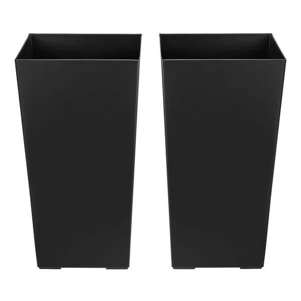Høje, koniske plastikplantekasser, sæt med 2, 550 mm, sorte