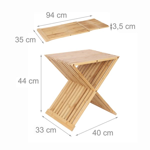 Hopfällbart växtställ i bambu – multifunktionell displaypall