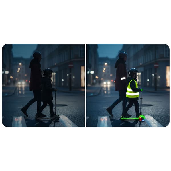 Barnens gröna LED-ljus 3-hjuliga balansscooter