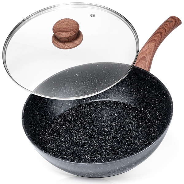 Granitpande med glaslåg BLACK&WOOD 28 cm, 3,5 l