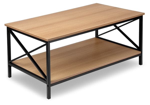 Soffbord med hyllplan, modern ek, 100x55 cm