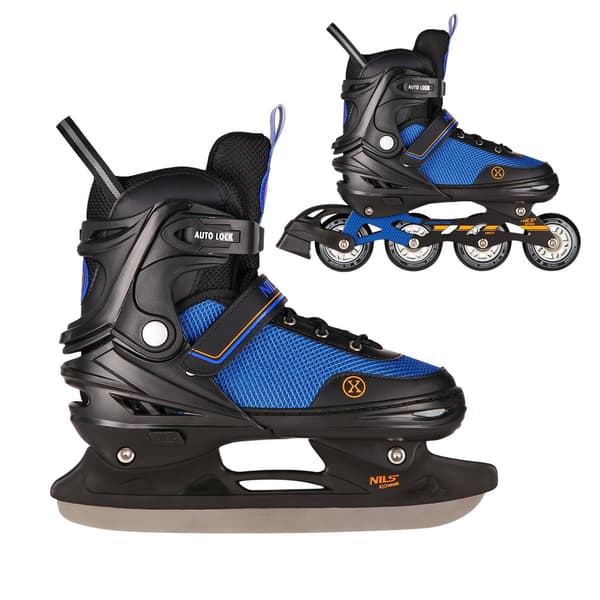 2-i-1 inline- og skøjter, sort-orange, størrelse M (34-38)