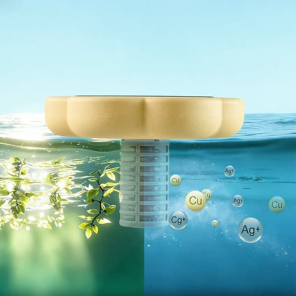 Solcellsjonisator för pool, flytande kopparanod, 45 000 gallon