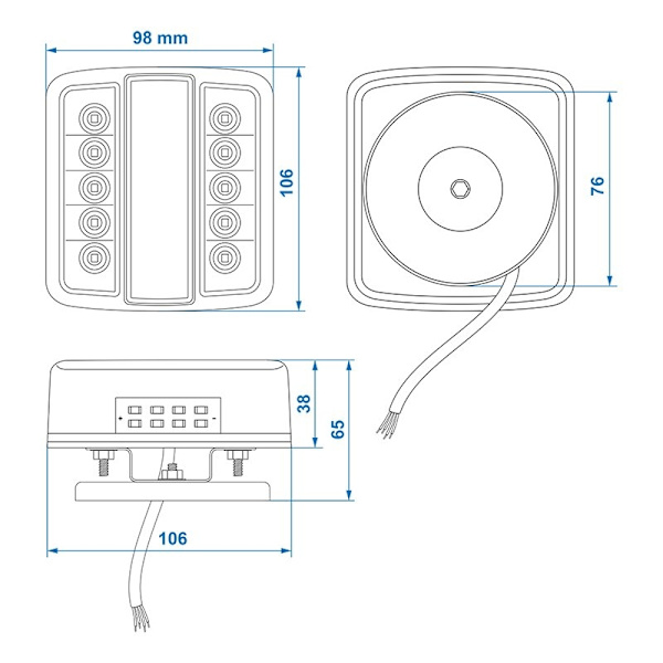 Perävaunun valot LED magneeteilla 7,5+2,5M kaapeli