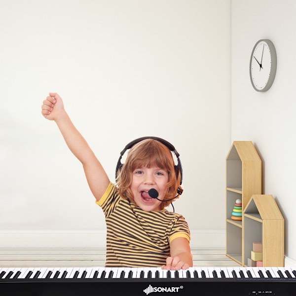Digitaalinen pianonäppäimistö 88 näppäintä Kannettava elektroninen soitin Lasten Piano Lasten Piano Musta