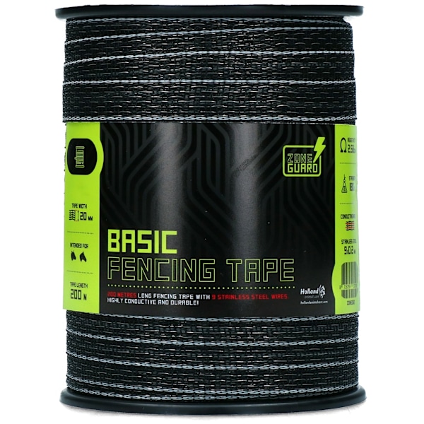 ZoneGuard 20 mm Basic hegnstape sort 200 m