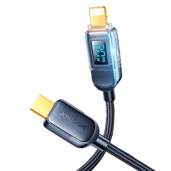 iPhone USB-C - Lightning-kabel med display 20W 1,2 m svart