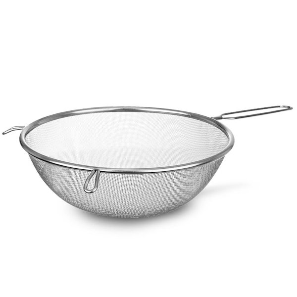 Ruostumattomasta teräksestä valmistettu siivilä kahvalla - 22 cm halkaisija